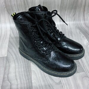 Black Lace-Up Ankle Boots
